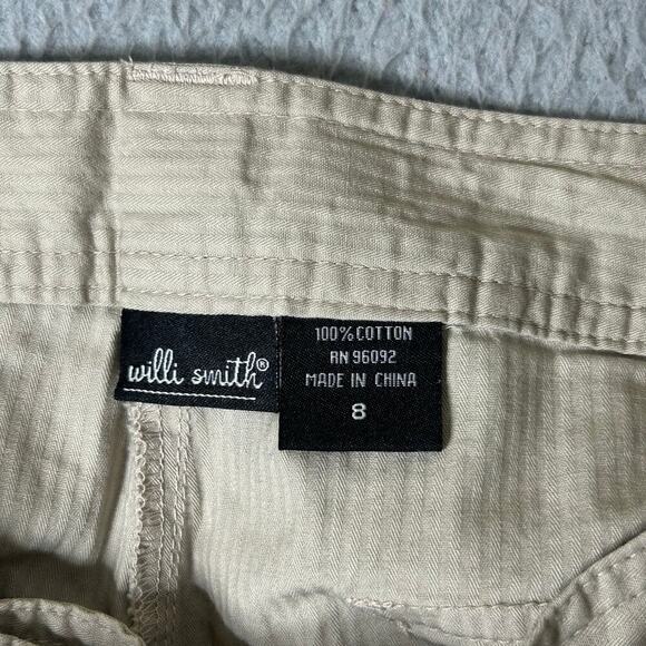 Willi Smith Pants Womens 8 Tan Tapered Capri Wide Leg Cotton Summer Vacation NEW - Picture 3 of 10